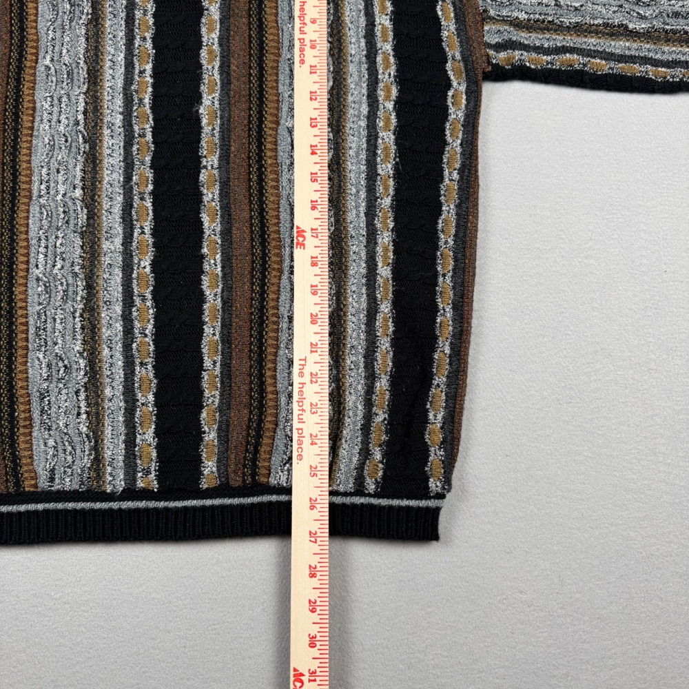 Vintage Coogi Style 3D Knit Sweater Mens Multi Color Vertical Stripe No Tag - Picture 5 of 8
